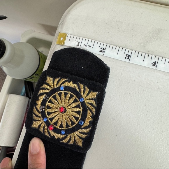 Vintage  80s Rare Dino Valiano Black Gold Adjustable Snap Belt Size 38 - Picture 12 of 13